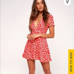 Garden Explorer Red Floral Print Mini Dress